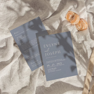 Convites Tudo Em Um Casamento Moderno De Boho Azul E Neutro