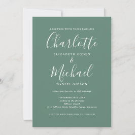 Convites Tudo Em Um Casamento Moderno e Elegante em Verde E