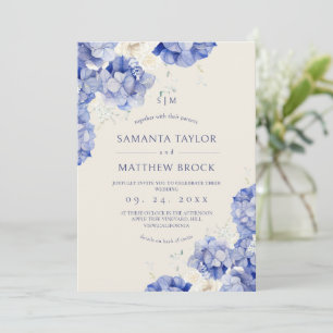 Convites Tudo em Um Casamento Moderno⎮Flores Azul Poeira