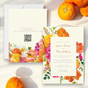 Convites tudo em um casamento qr code orange popy casamento