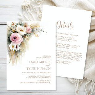 Convites Tudo em Um Casamento Rústico com Flores Rosa e Bra