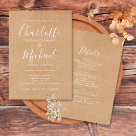 Convites Tudo em Um Casamento Rústico Kraft Elegante