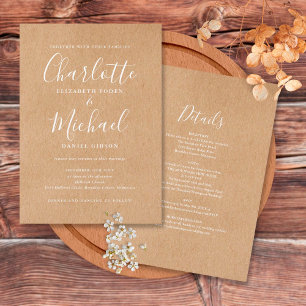 Convites Tudo em Um Casamento Rústico Kraft Elegante