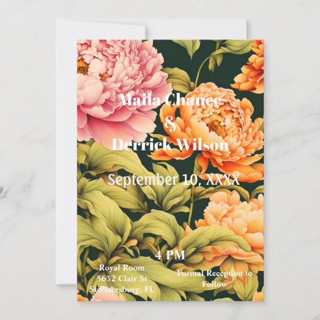 Convites Tudo Em Um Casamento Verde De Quadro Laranja Cor-D (Frente)