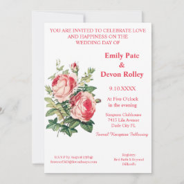 Convites Tudo Em Um Casamento Verde Elegante Rosa Floral Ro
