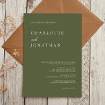 Convites Tudo em um casamento verde-oliva moderno e elegant<br><div class="desc">Todos em Um Convite para Casamento Verde Oleícola Elegante Moderno</div>