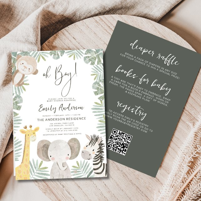 Convites Tudo em um Chá de fraldas de animal Safari (Criador carregado)