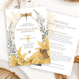 Convites Tudo em um Chá de fraldas de girassol queda