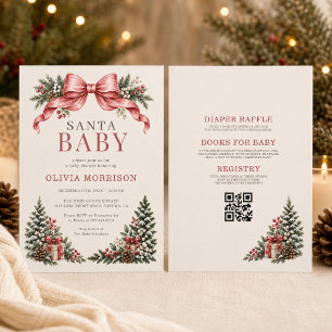 Convites Tudo em Um Chamada de Bebê do Papai Noel Arco Verm