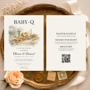 Convites Tudo em Um Churrasco no Quintal Baby-Q Chá de Bebê