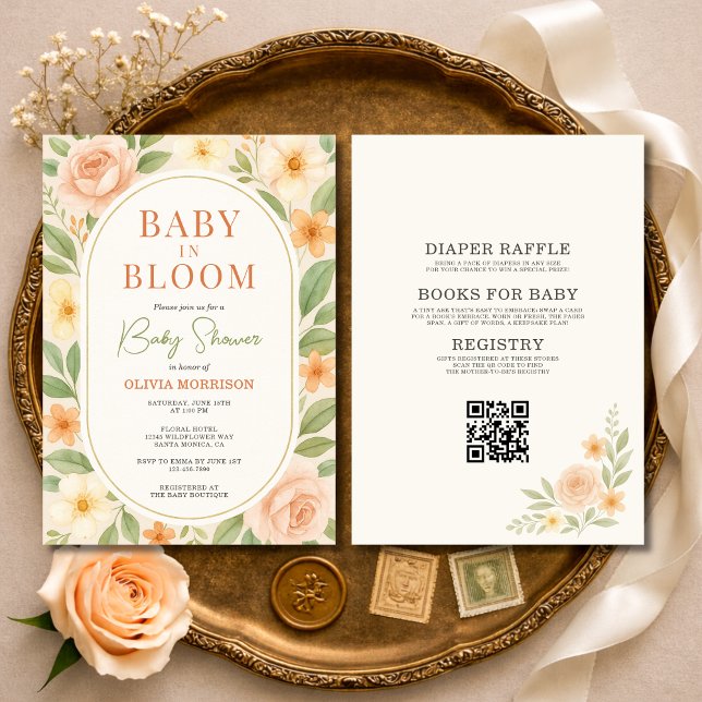 Convites Tudo em Um Chuvada de Flores para o Bebê (Criador carregado)