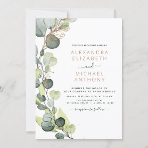 Convites Tudo em um código Eucalyptus QR Casamento Verde