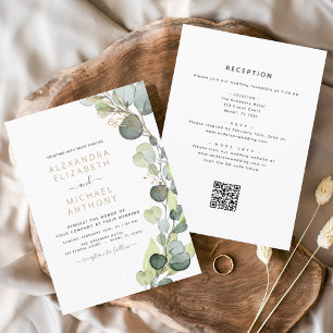 Convites Tudo em um código Eucalyptus QR Casamento Verde