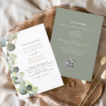 Convites Tudo em um código Eucalyptus QR Casamento Verde<br><div class="desc">Prepare-se para dar o tom para o seu próximo casamento com o nosso belo e amigável orçamento, tudo em um convite de casamento de eucalipto com código QR. Estes convites apresentam um design de eucalipto incrível, trazendo um toque da natureza para o seu dia especial. Com um preço acessível, você...</div>