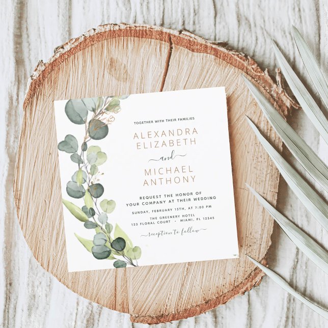 Convites Tudo em um código Eucalyptus QR Casamento Verde (Criador carregado)