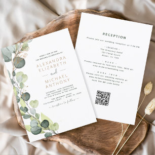 Convites Tudo em um código Eucalyptus QR Casamento Verde