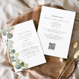 Convites Tudo em um código Eucalyptus QR Casamento Verde