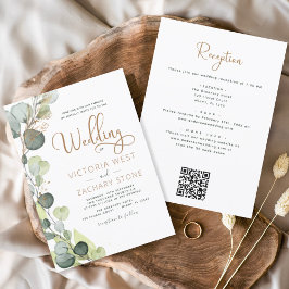 Convites Tudo em um código Eucalyptus QR Casamento Verde