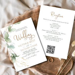 Convites Tudo em um código Eucalyptus QR Casamento Verde