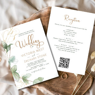 Convites Tudo em um código Eucalyptus QR Casamento Verde