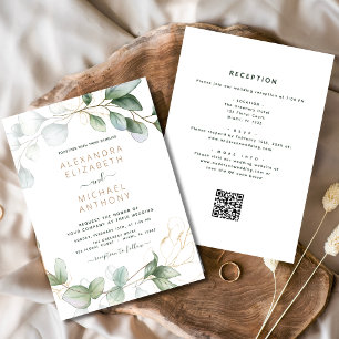 Convites Tudo em um código Eucalyptus QR Casamento Verde
