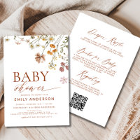 Tudo em um código QR Boho Chá de fraldas de flor s