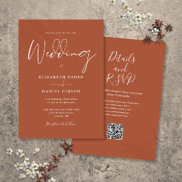 Convites Tudo em Um Código QR de Terracota Casamento
