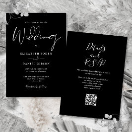Convites Tudo Em Um Código QR Preto E Branco Casamento