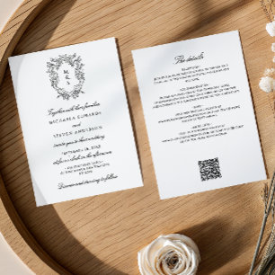 Convites Tudo Em Um Código QR Vintage Crest Casamento