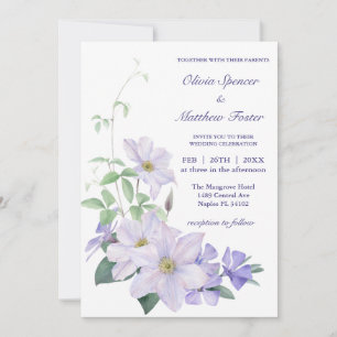 Convites Tudo em um, com o e o periwinkle clematis Wedding