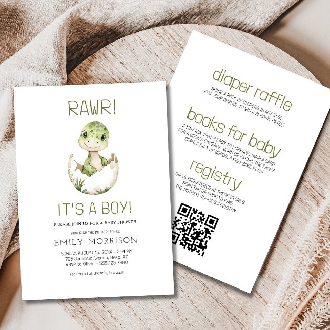 Convites Tudo em um é um Chá de Menino Dinossauro (Criador carregado)