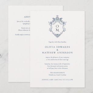 Convites Tudo Em Um Elegante Brasão Vintage QR Casamento