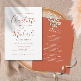 Convites Tudo Em Um Elegante Casamento Terracota Script