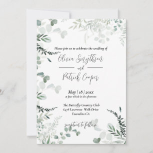 Convites Tudo em um, elegante eucalipto deixa Casamento Inv