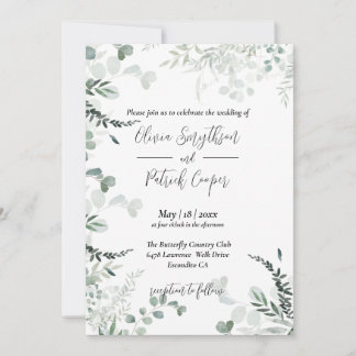 Convites Tudo em um, elegante eucalipto deixa Casamento Inv