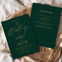 Tudo em Um Esboço de Casamento Dourado Verde Emera