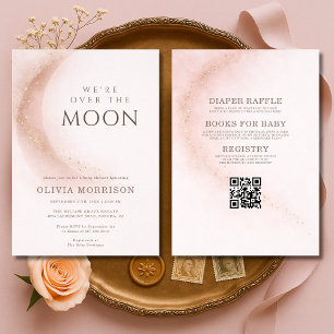 Convites Tudo em Um Estamos Além da Lua Rosa Chamada de Beb