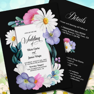 Convites Tudo em um Floral Rosa Púrpura no Casamento Negro