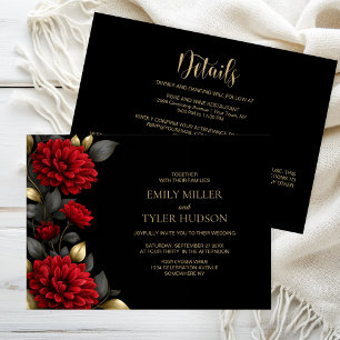 Convites Tudo em Um Floral Vermelho Casamento Preto