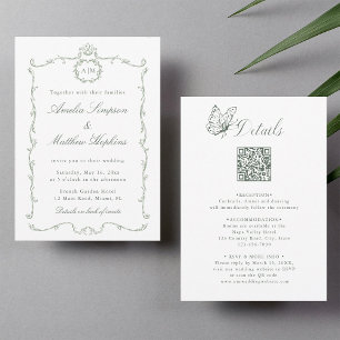 Convites Tudo em Um Moderno Clássico Casamento Verde Sage