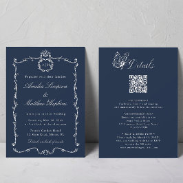 Convites Tudo em Um Moderno Clássico Francês Casamento Azul
