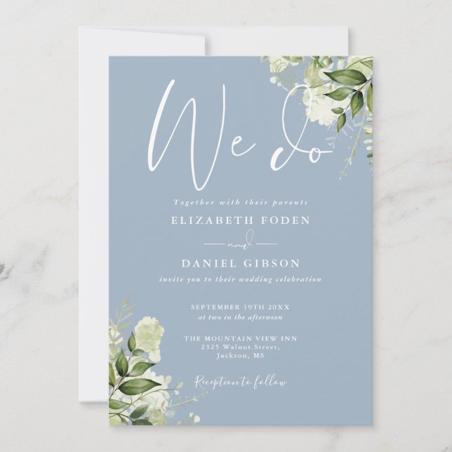 Convites Tudo Em Um Nós Fazemos Verde Casamento Azul Empoei (Frente)