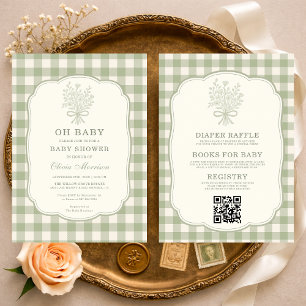 Convites Tudo em Um Oh Baby Gingham Baby Shower
