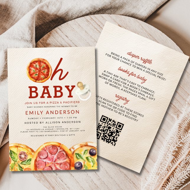 Convites Tudo em um Oh Baby Pizza e Chá de fraldas Pacifica (Criador carregado)