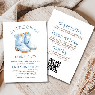 Convites Tudo em Um Pequeno Cowboy Código QR Chuveiro de Be