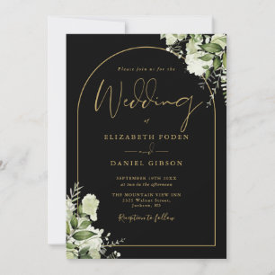 Convites Tudo Em Um Preto E Dourado Floral Foto Casamento