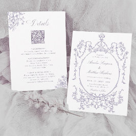 Convites Tudo em Um Quadro de Lavanda para Casamento       