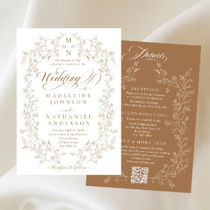 Convites Tudo em Um Quadro Floral Francês Bodas de Ouro Dou