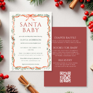 Convites Tudo em Um Santa Baby Bow Chuveiro de Bebê de Inve