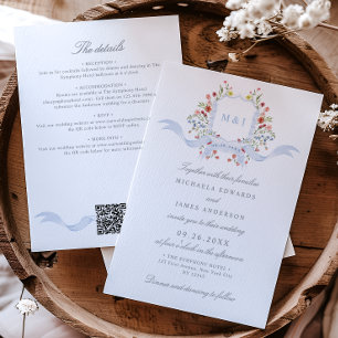Convites Tudo Em Um Símbolo Regency Aquarela QR Casamento